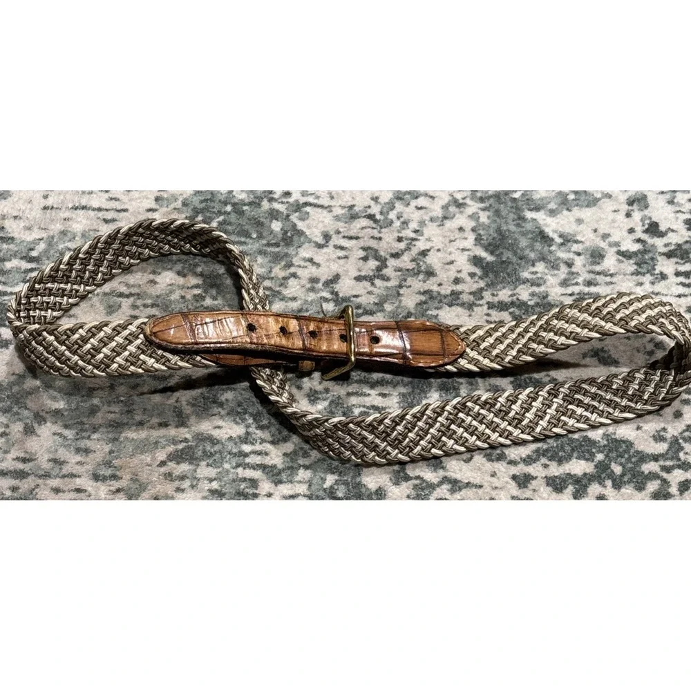 vintage 80s Crocodile Embossed Belt‎ Braided Stretch USA Size 40